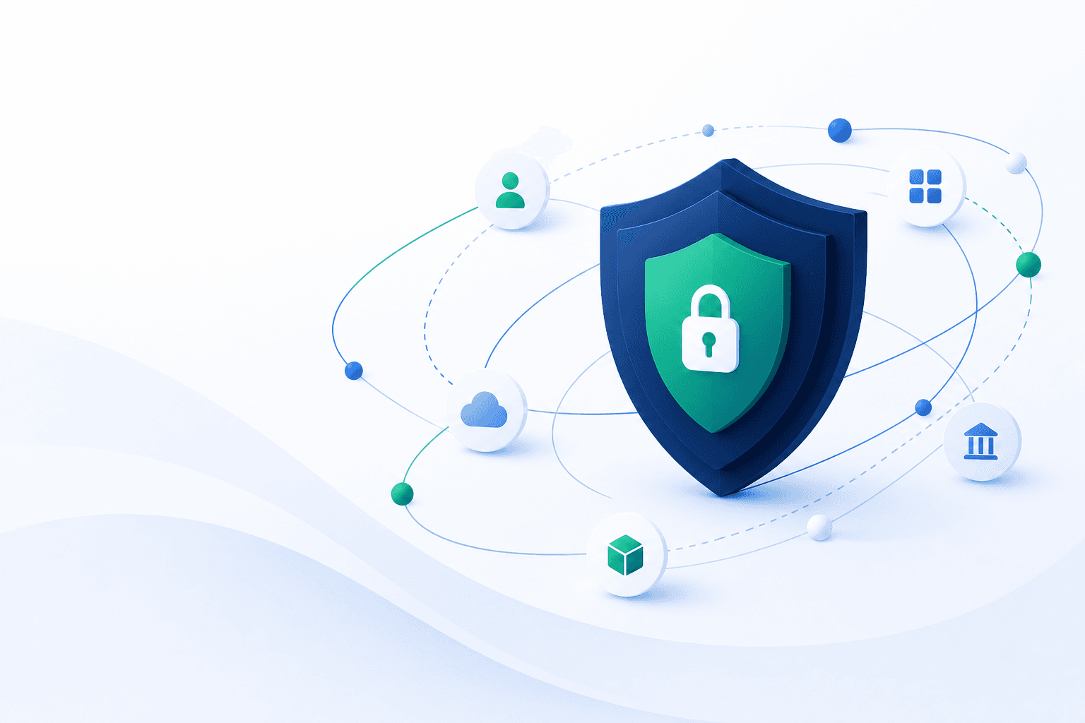 Abstract security ecosystem illustration for Datawiza partners and integrations